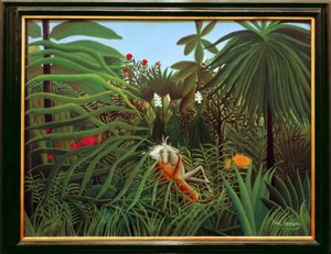 Hest angrepet av en jaguar av Henri Rousseau