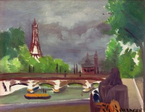 Skisse, utsikt over Eiffeltårnet og Trocadero av Henri Rousseau