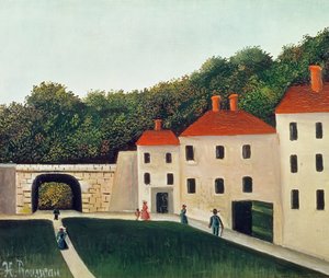 Landskap med en bue og tre hus, 1907