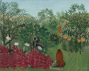 Tropisk skog med aper av Henri Rousseau