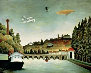 Utsikt over broen ved Sevres og åsene ved Clamart, St. Cloud og Bellevue, 1908 av Henri Rousseau