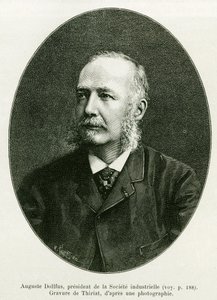 Auguste Dollfus, president i industriselskapet Dollfus Mieg. Gravering av Thiriat for å illustrere historien A Through Alsace and Lorraine, av Charles Grad, tysk deputert, i 1885, i tour du monde 1886, under ledelse av Edouard Charton (1807) av Henri Thiriat