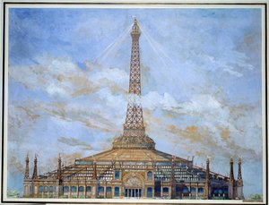 Design av Eiffeltårnet for 1900 Universal Exposition Gouache av Henri Toussaint (1849-1911) 1900 Sun. 0,9x1,14 m Paris, musee d