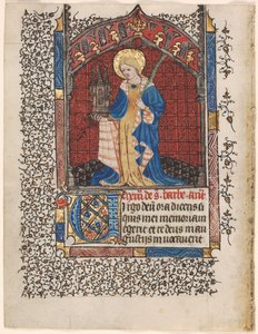 Blad fra en timebok: St. Barbara (6 av 6 utskårne blader) av Henri d