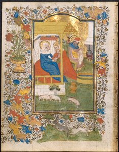 The Nativity: Leaf from a Book of Hours (3 av 6 utskårne blader) av Henri d