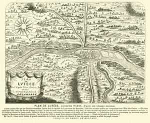 Plan for den romerske byen Lutetia, stedet for det moderne Paris (gravering)