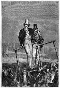 Illustrasjon av boken "Fra jorden til månen" av Jules Verne, Hetzel-utgaven - Les voyages extraordinaire av Henri de Montaut