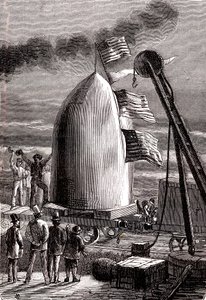 Det gigantiske pistolprosjektilet ankom Stone's Hill for å bli avfyrt til månen, "From the Earth to the Moon" av Jules Verne