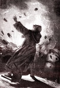 Munken Berthold Schwartz, "Fra jorden til månen" av Jules Verne av Henri de Montaut