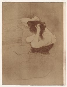 Elles: Kvinne som kjemmer håret av Henri de Toulouse-Lautrec