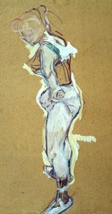 Trapeskunstner justerer skjorta av Henri de Toulouse Lautrec
