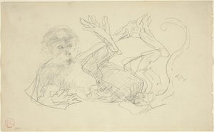 Ein Affe spielt auf seinem Rücken von Henri de Toulouse Lautrec