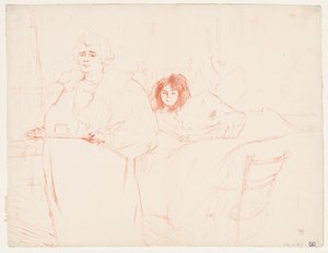 Elles: Kvinne som bærer et brett, Mme. Baron og Mlle. Popo av Henri de Toulouse Lautrec