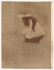 Elles: Kvinne som kjemmer håret av Henri de Toulouse-Lautrec
