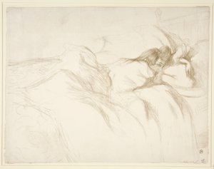 Femme sofa?e, R?veil (Woman Waking Up in Bed), fra serien Elles av Henri de Toulouse Lautrec