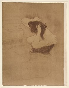Woman Combing Her Hair, frisyre (Woman Combing Her Hair), fra serien Elles av Henri de Toulouse-Lautrec