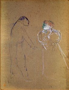 Lucien Germain Guitry (1860-1925) og Jeanne Granier. Tegning av Henri de Toulouse-Lautrec (Toulouse Lautrec av Henri de Toulouse Lautrec