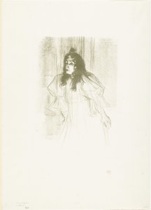 Portrett av sangeren May Belfort med løst hengende hår av Henri de Toulouse Lautrec