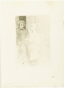 Portrett av skuespillerne Léonie Yahne i Henri Mayer i toneelstuk Age Difficult Yahne og Mayer i vanskelig alder av Henri de Toulouse Lautrec