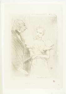 Portret av skuespillerinne Marthe Brandès som skuespiller Louis-Pierre Leloir i toneelstuk Les Cabotins Brandès og Leloir i Cabotins av Henri de Toulouse Lautrec