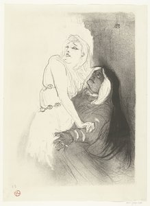 Portrett av skuespillerinnen Sarah Bernhardt i toneelstuk Phèdre (Phaedra) Under renessansen. Sarah Bernhardt i Phaedra av Henri de Toulouse Lautrec