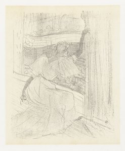 Portrett av skuespillerinnen Yvette Guilbert bøyes for publishk Yvette Guilbert hilser publikum Yvette Guilbert: Engelsk serie (serietittel) av Henri de Toulouse Lautrec