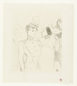 Portrett av skuespillerinnene Marcelle Lender og Eve Lavallière i en revy i Théâtre des Variétés Lender og Lavalliere av Henri de Toulouse Lautrec
