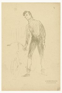 Portrett av syklisten Albert Zimmerman og sykkelen hans Zimmerman et sa maskin (tittel på objekt) av Henri de Toulouse-Lautrec