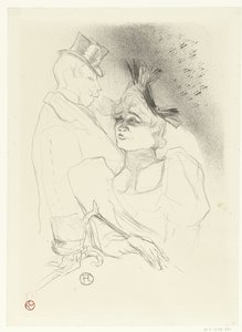 Portrett av sangeren Marcelle Lender og komikeren Louis Bouchenez eller de Baron under Mademoiselle Lender et Baron-forestillingen av Henri de Toulouse Lautrec