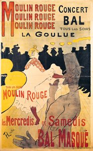 Plakatreklame for «La Goulue» i Moulin Rouge av Henri de Toulouse Lautrec