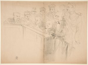 Proc?s Arton, premi?re planche (The Arton Trial, første plate) av Henri de Toulouse-Lautrec