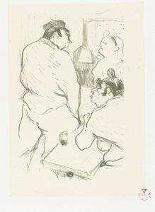 To kvinner og mann på bordell La Terror de Grenelle av Henri de Toulouse Lautrec