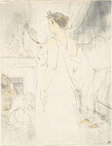 Frau am Spiegel—Spiegel in der Hand, Platte sechs aus Elles von Henri de Toulouse-Lautrec