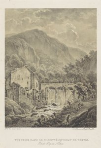 Fjelllandskap med vannmølle nær Trier Vue premie dans le ci dev. Éctorat de trèves (tittel på objekt) av Henri van Assche