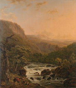 Elv i Ardennene ved solnedgang av Henri van Assche