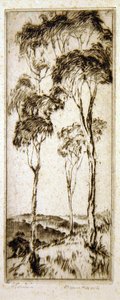 Gummitrær (etsing) av Henri van Raalte