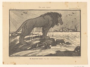Tegneserie av stormflommen i 1906 The Old Enemy (tittel på objekt) av Henricus