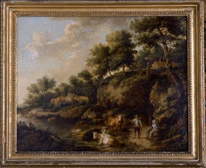 Landskap med kuhyrde (olje på lerret) av Henricus Josephus Antoniessen