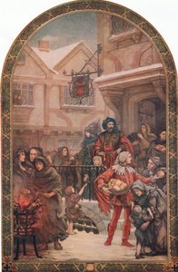 Sir Richard Whittington (1358-1423) distribuerer veldedighet, illustrasjon fra 