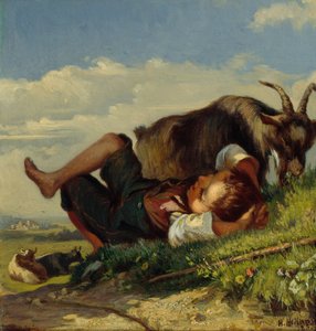 Gjetergutt med geiter av Henrik August Helland