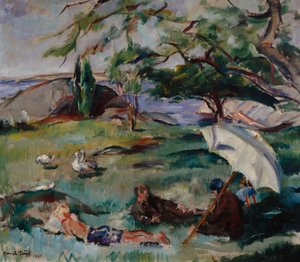 Sommerlandskap med mennesker av Henrik Lund