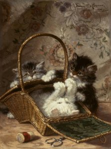 Unge katter med en sykurv av Henriëtte Ronner Knip