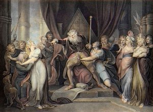 Shakespeare - King Lear - King Lear - Act I Scene I. - King Lear Casting Out His Daughter Cordelia - engraving after Henry Fuseli