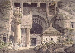 Gamle utgravninger ved Carli, plate XIV, gravert av Daniel Havell (1785-1826) 1809 (gravering)