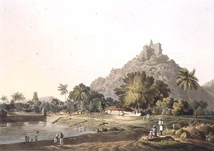 Pagoder ved Trinchicunum, plate XI, gravert av Daniel Havell (1785-1826) 1809 (gravering)