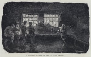 En kamera, eller celle, i Ust Kara-fengselet (litho) av Henry (after) Sandham