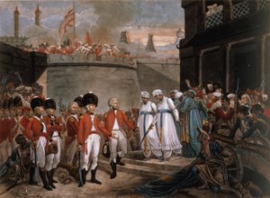 The Surrender of Two Sons of Tippoo Sahib (1749–99) som gisler som erstatning for krigen mot Storbritannia