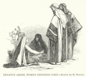 Beduin-arabere, kvinner som maler mais (gravering)