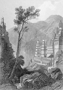 Jain Temples, Muktagerri, gravert av Finden, fra 