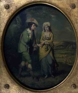 The Courtship (olje på lerret) av Henry (attr) Walton